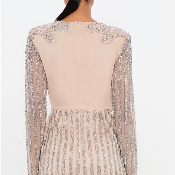 Carli Bybel ✖️ Missguided Nude Embellished Dress - Picture 4 of 4